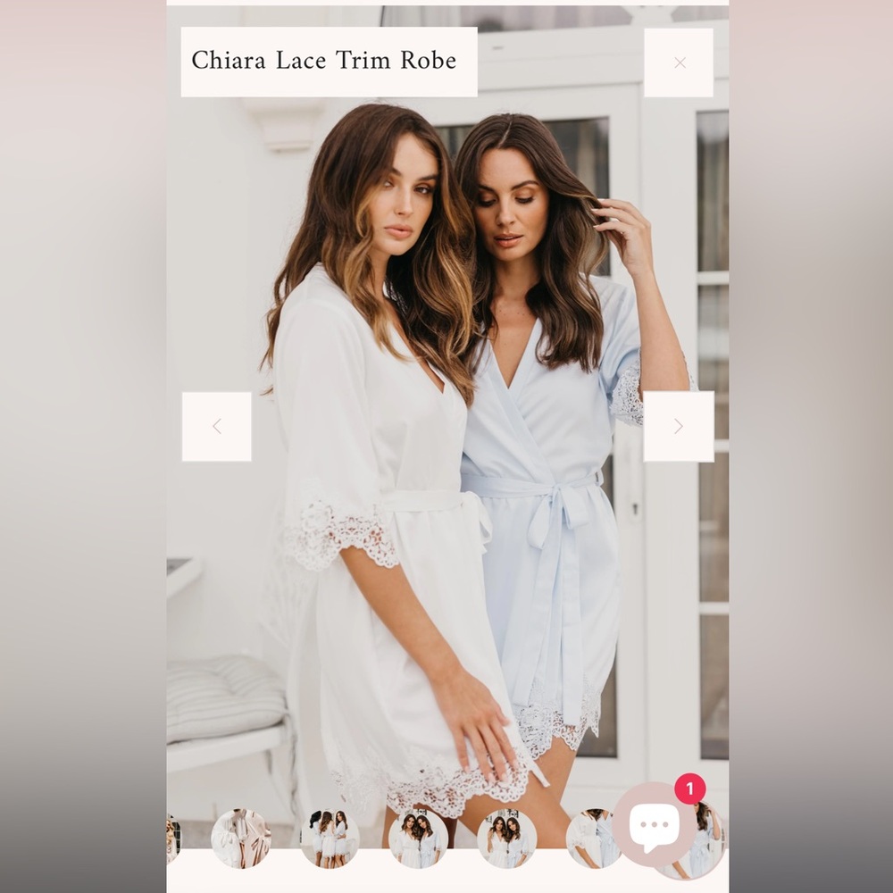 Chiara Lace Trim Robe - Soft Blue